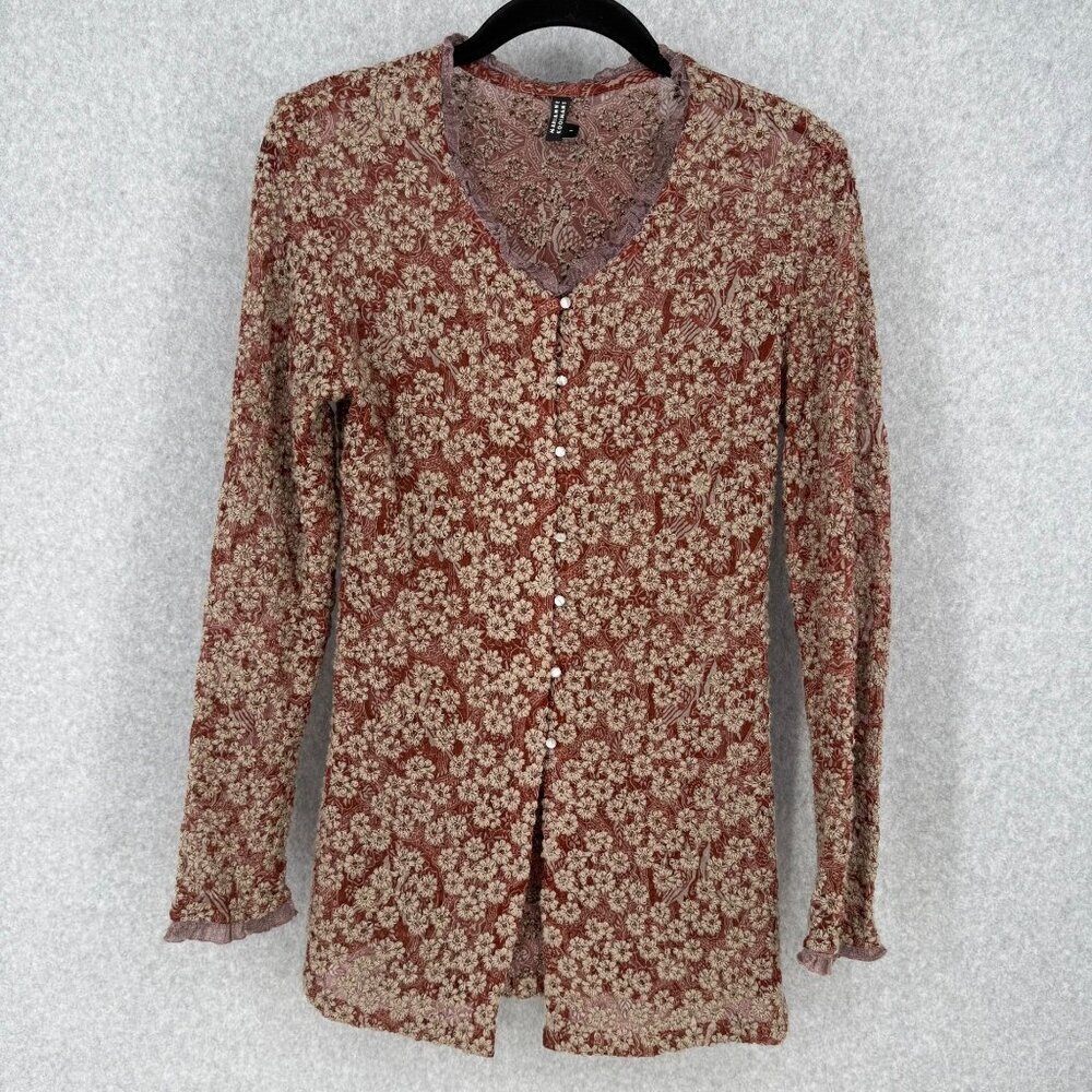 Koko Marianne Kooimans Italian Embroidery on Silk Button Cardigan Size 1/US 2/4